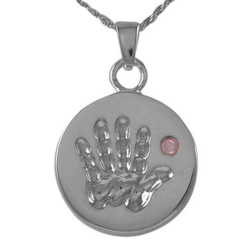 Pink Stone Handprint Keepsake Jewelry